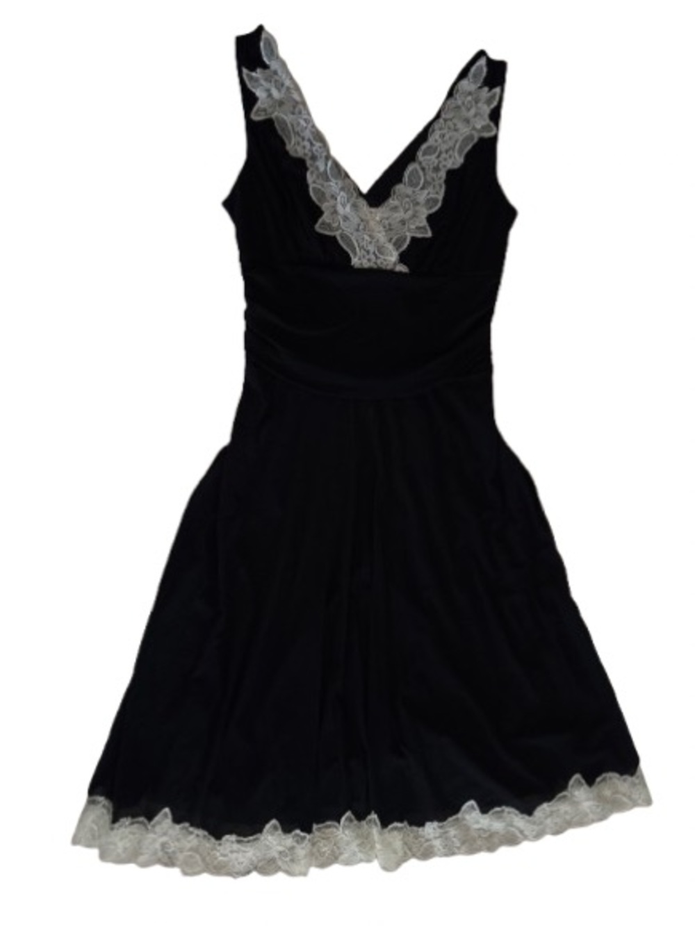 White House Black Market Black Dress with Cream Lace Trim